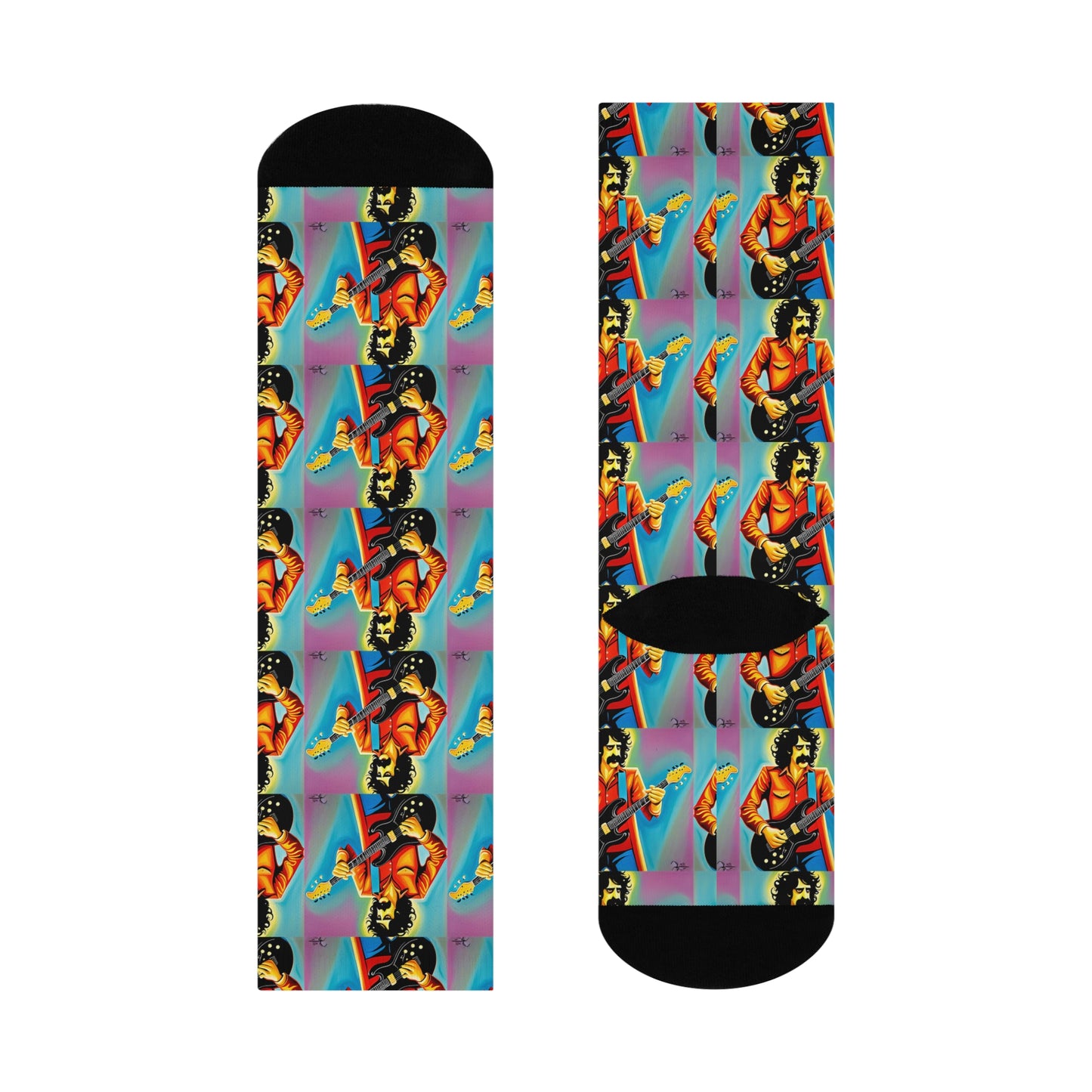 Frank Zappa colorful crew socks with all-over music-inspired artwork