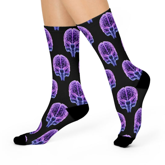 Purple Brain X-Ray Crew Socks | Neurologist & Radiology Gift