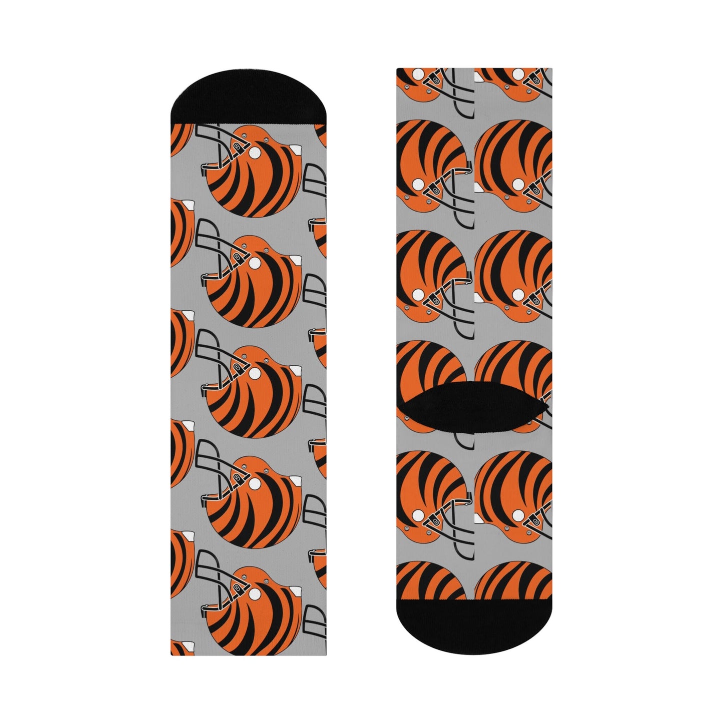 cincinnati bengals gray tiger face hand drawn crew socks football fan gear