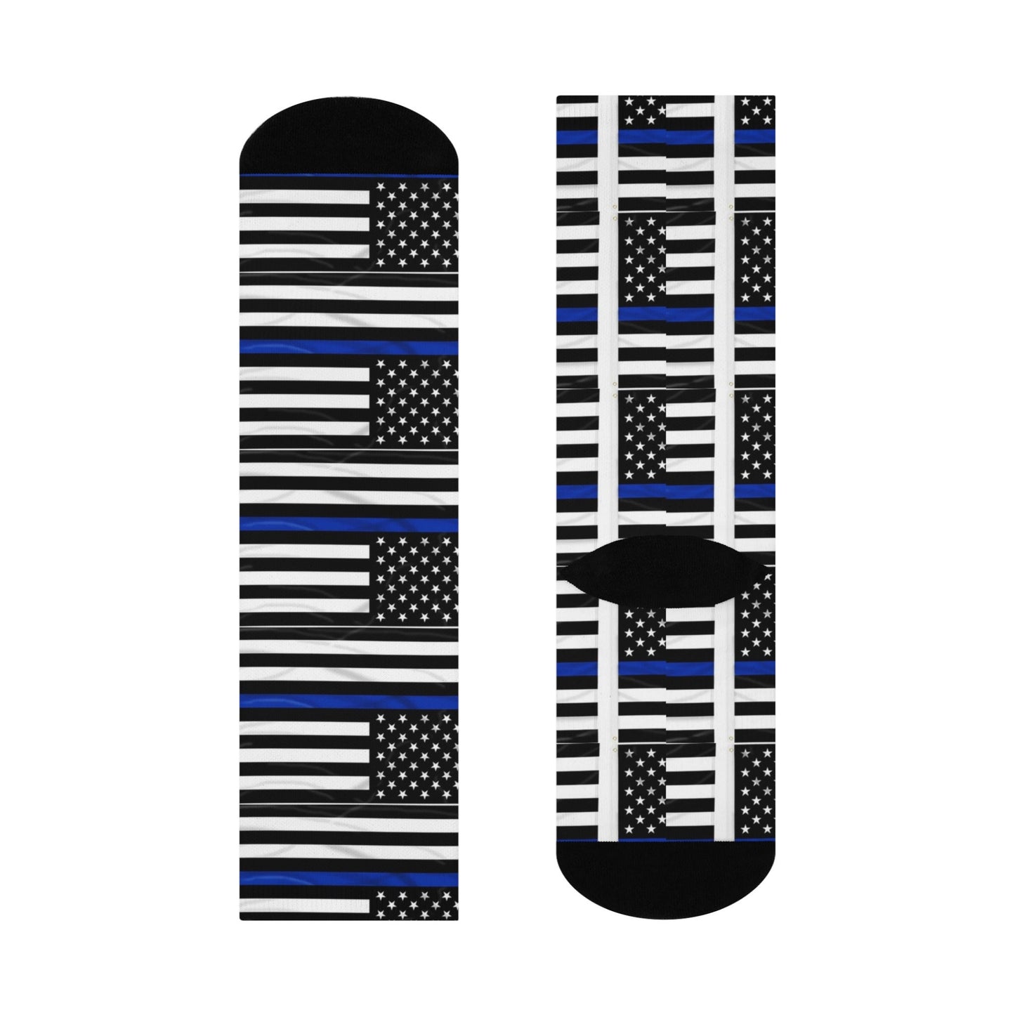 thin blue line flag socks law enforcement patriotic crew design