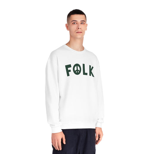 FOLK Long Sleeve Crew Sweatshirt | Hand-Drawn Folk Music Design Unisex