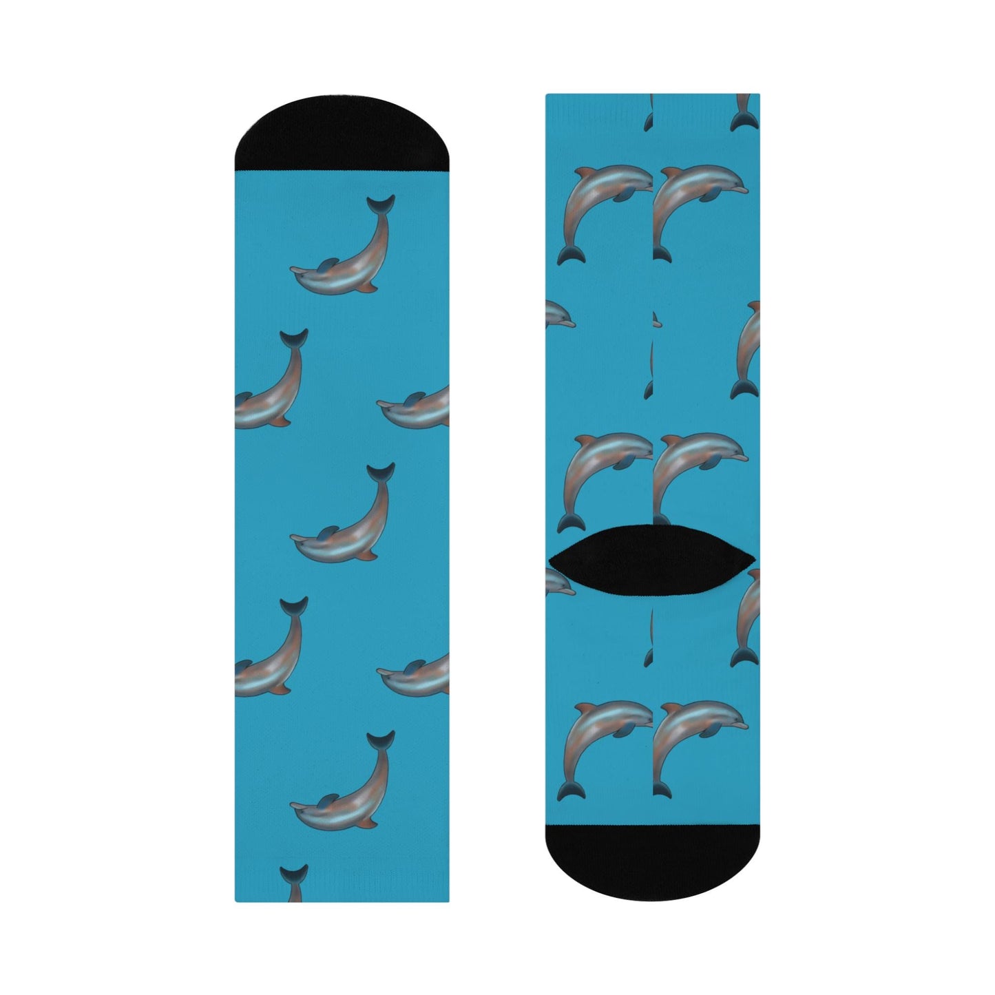 hand drawn dolphin crew socks ocean design
