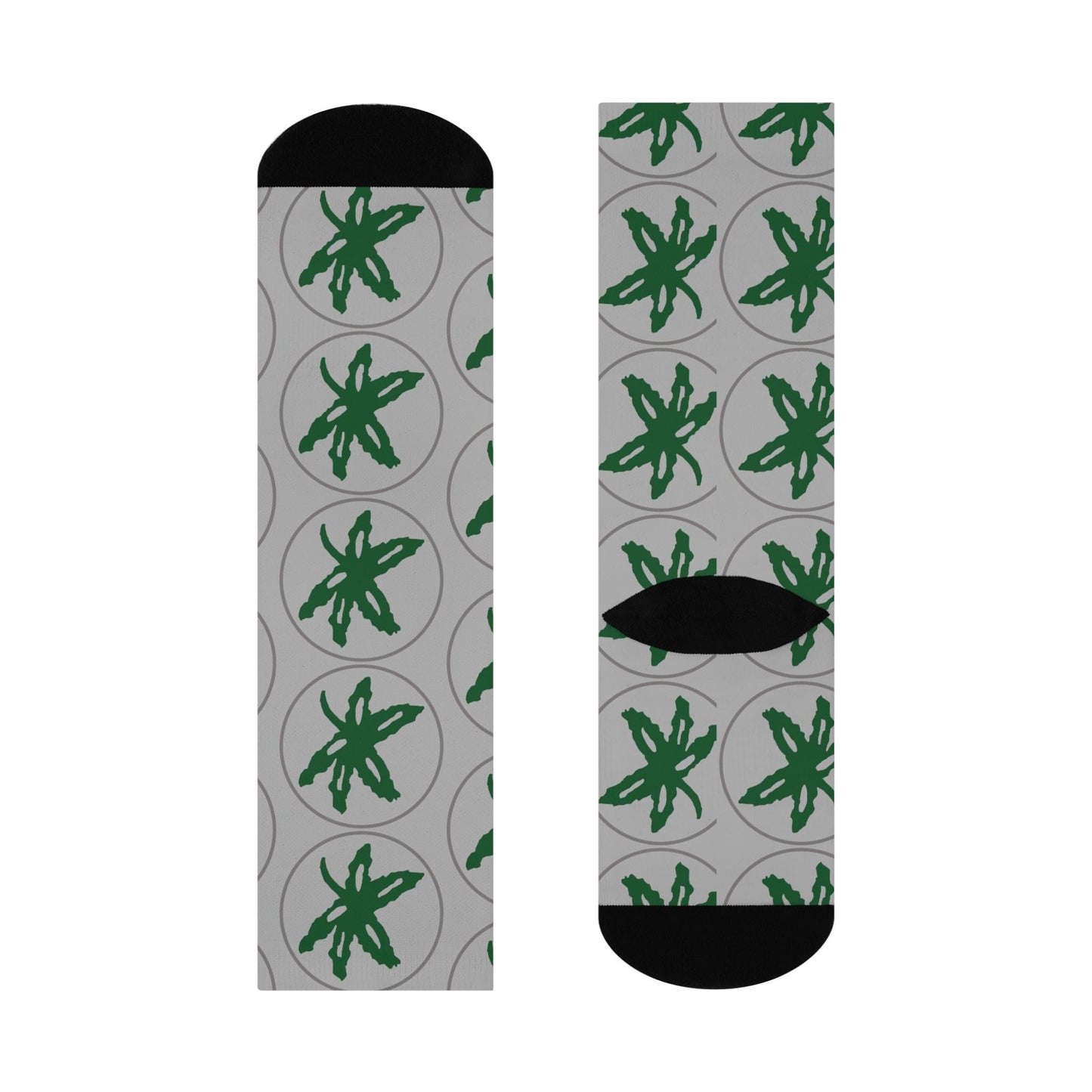 ohio buckeye leaf gray hand drawn crew socks college pride fan gear