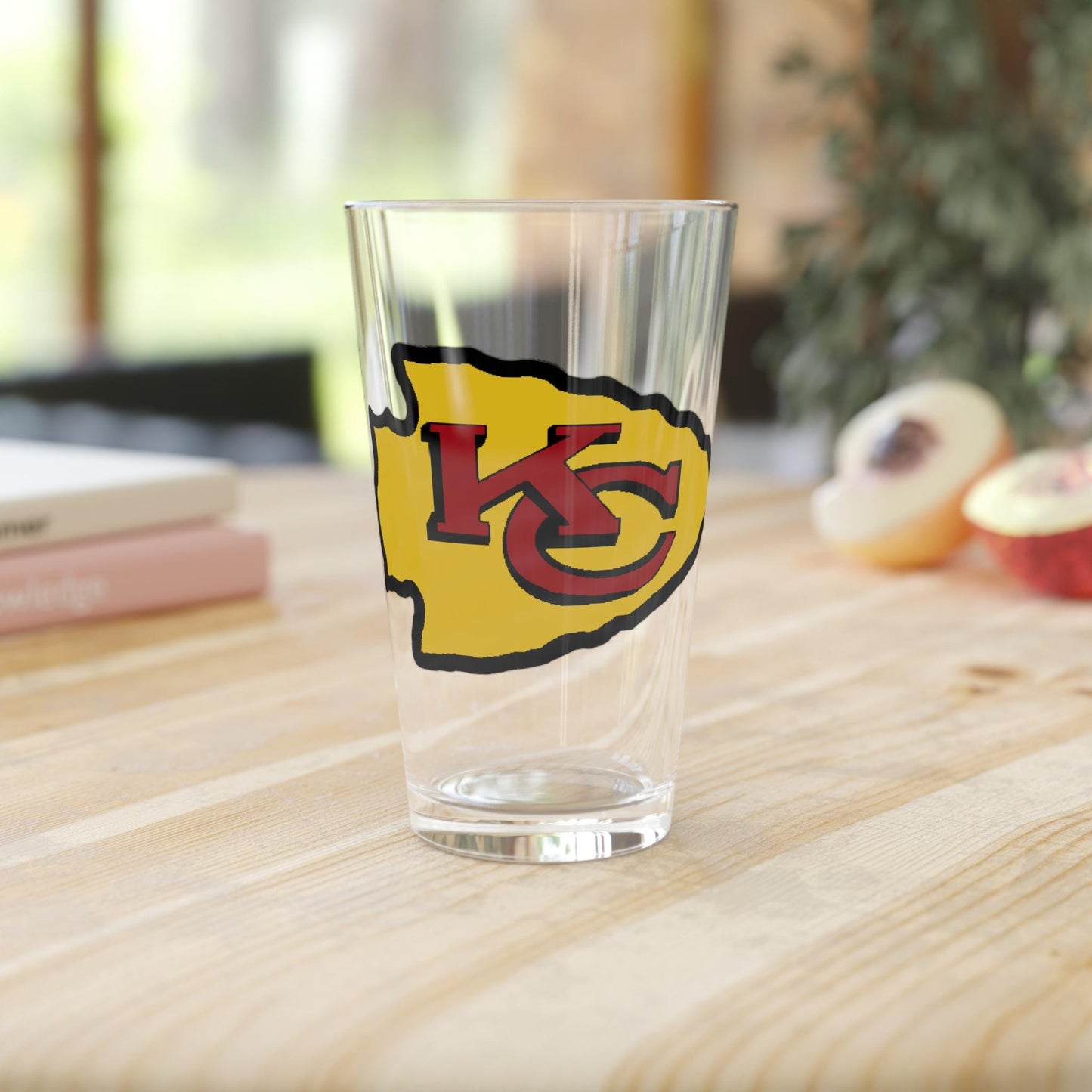 Kansas City Chiefs hand-drawn pint glass NFL arrowhead logo 16oz fan
