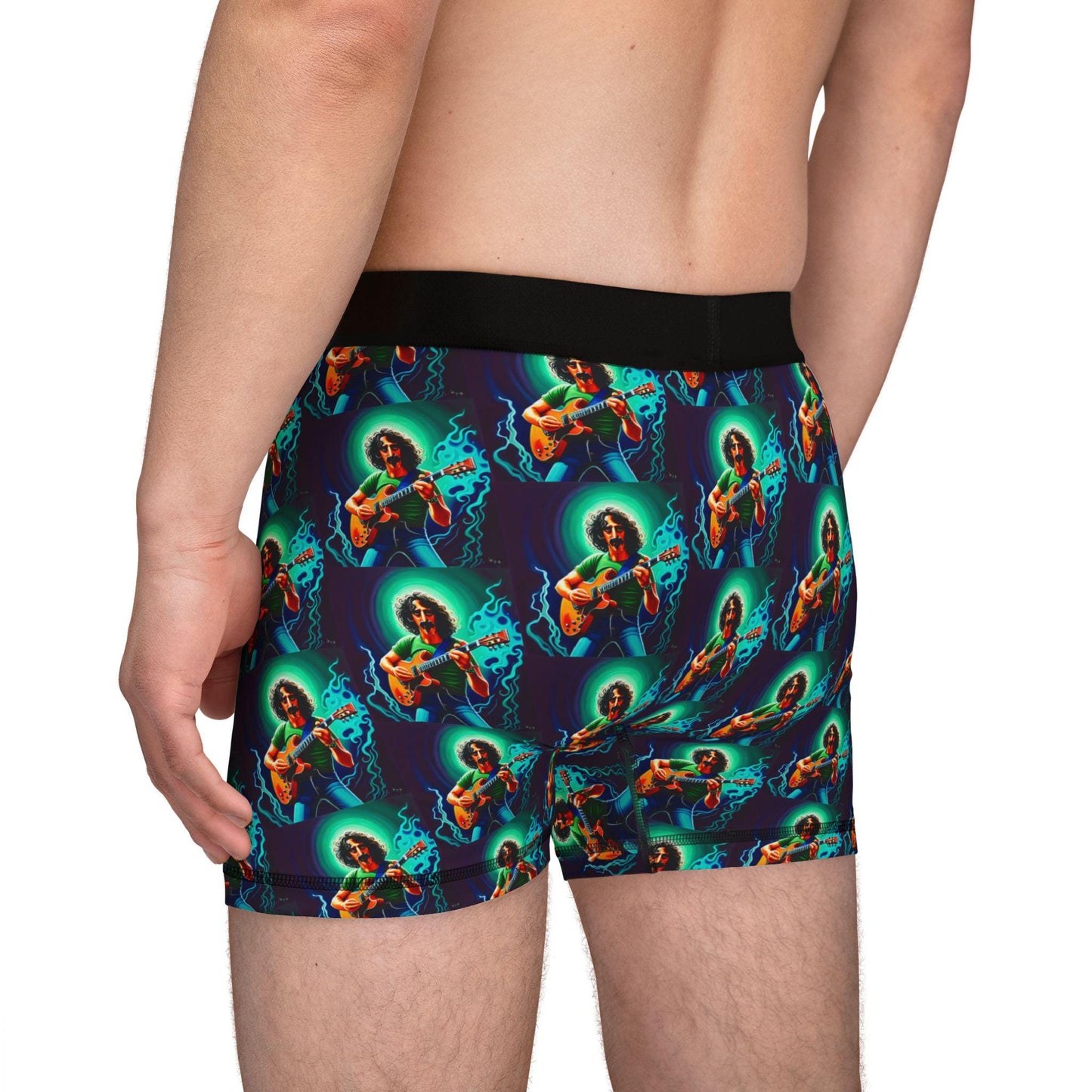 frank zappa blue and green boxer briefs with custom music-inspired graphic design