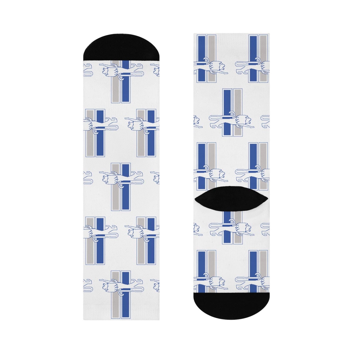 detroit lions white hand drawn crew socks football fan gear