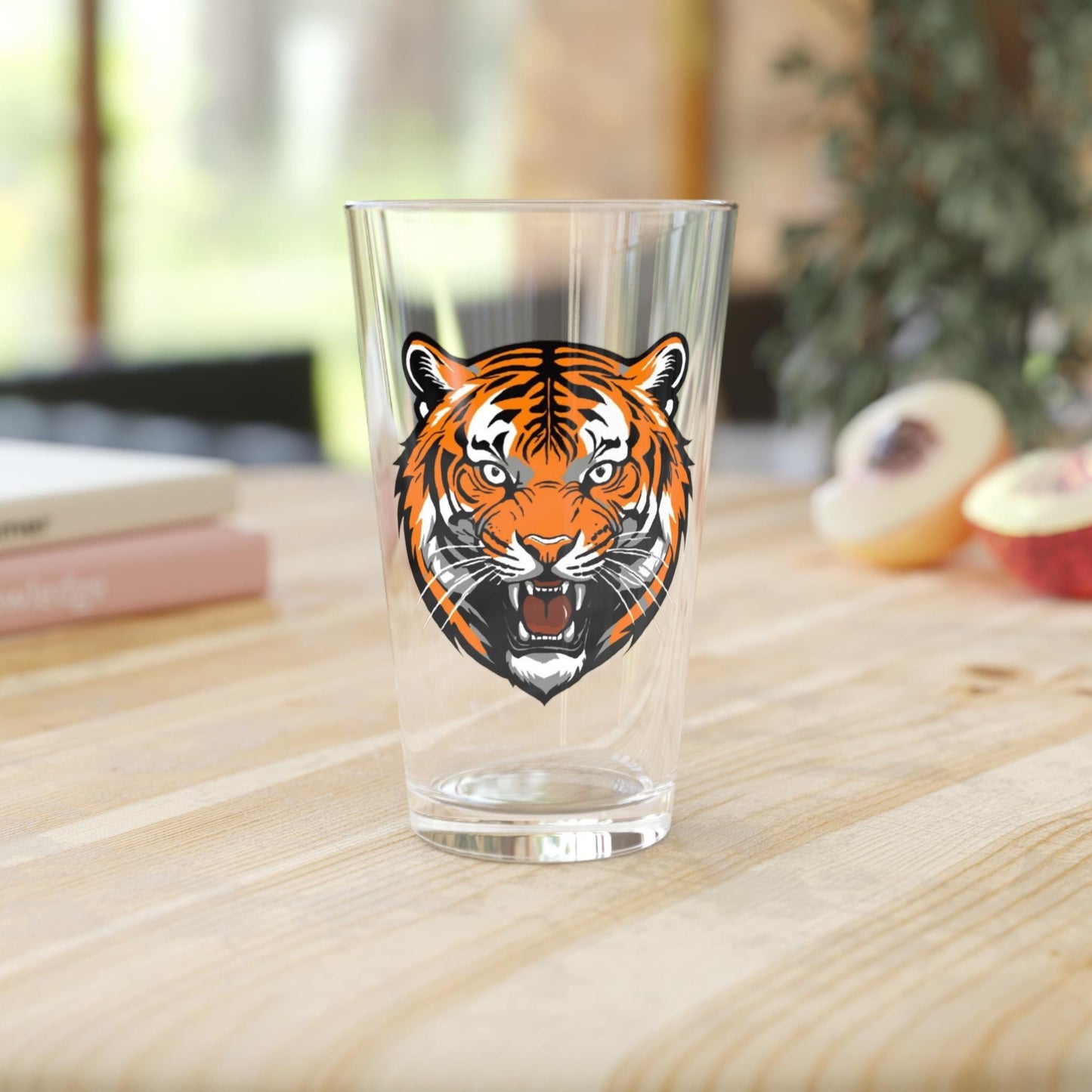 Cincinnati Bengals tiger face pint glass hand-drawn NFL football mascot 16oz