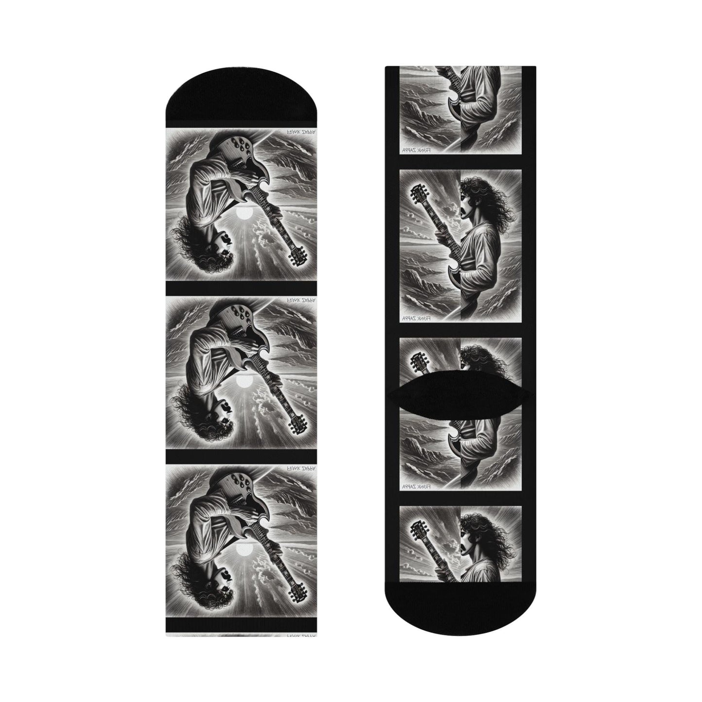 frank zappa black and white music inspired crew socks