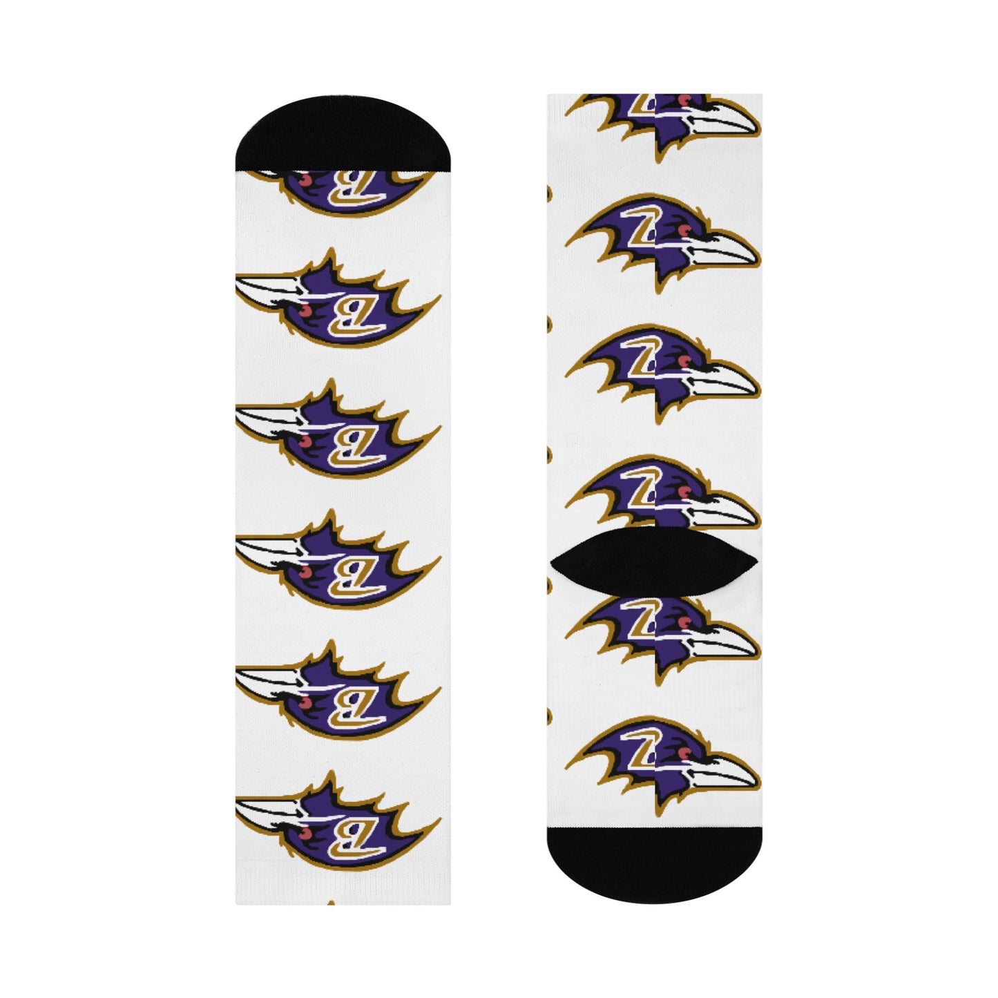 baltimore ravens cushioned crew socks with hand-drawn logo design
