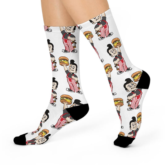 big boy socks white cincinnati retro diner inspired crew design