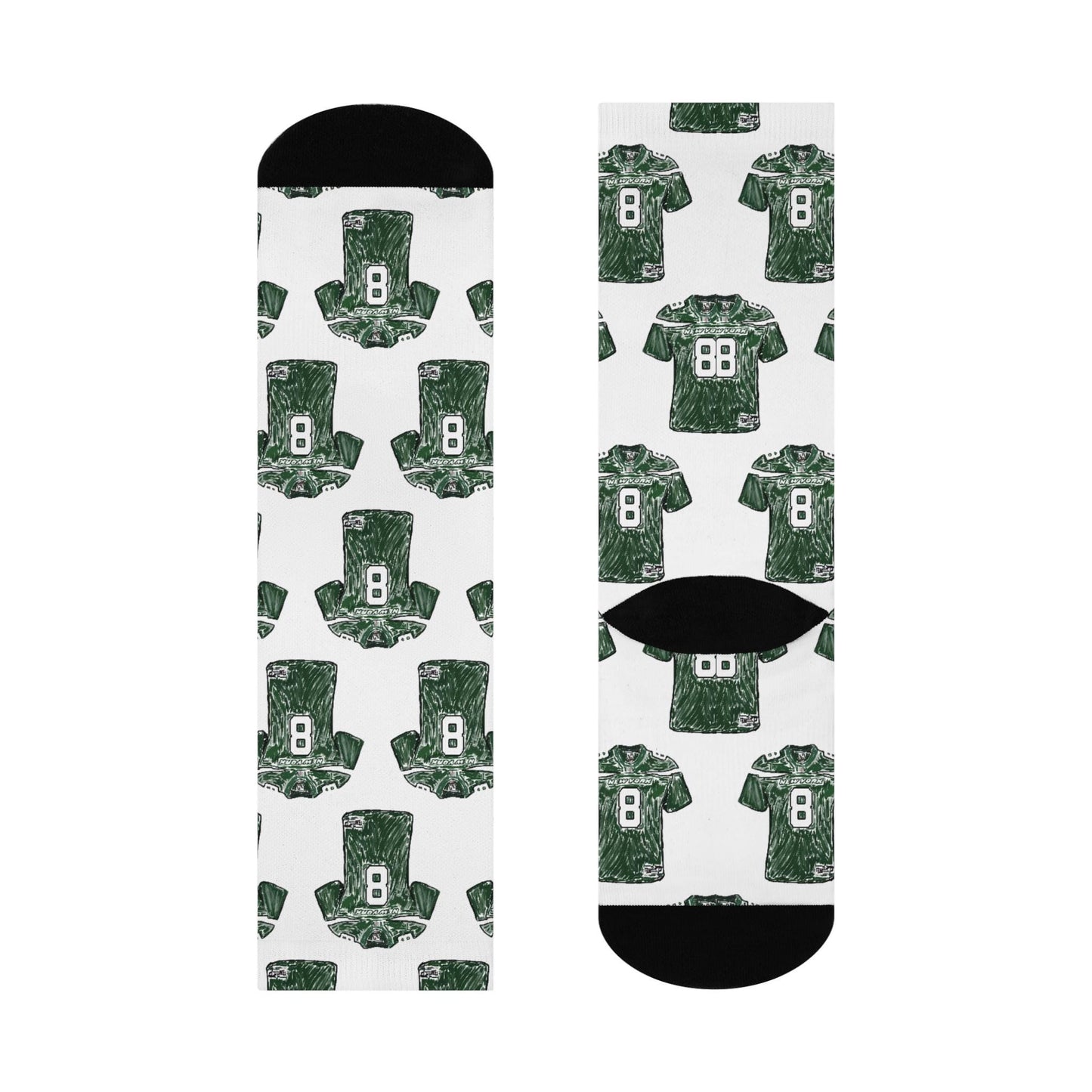 new york jets aaron rodgers number 8 hand drawn 2024 exclusive green crew socks