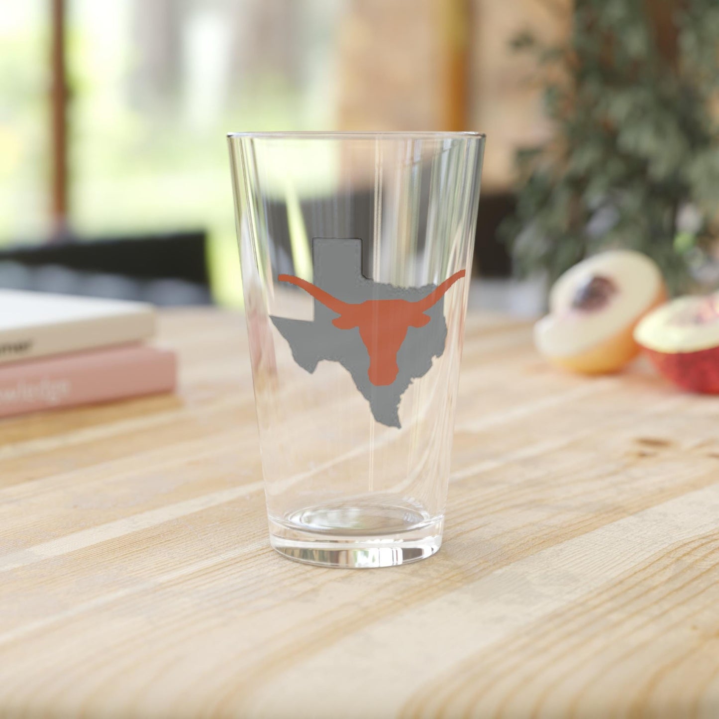Texas Longhorns hand-drawn pint glass college football longhorn logo 16oz