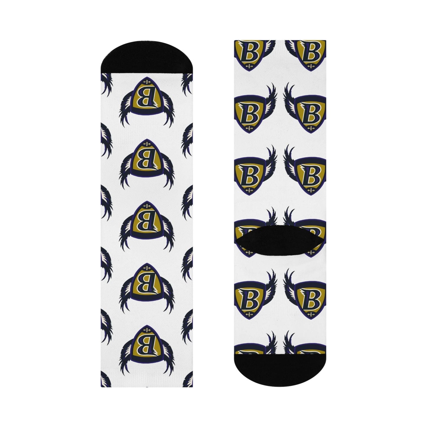 baltimore ravens hand drawn crew socks football fan gear