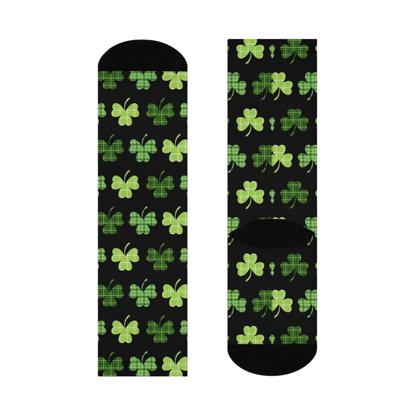 clover st patricks day black holiday crew socks festive design