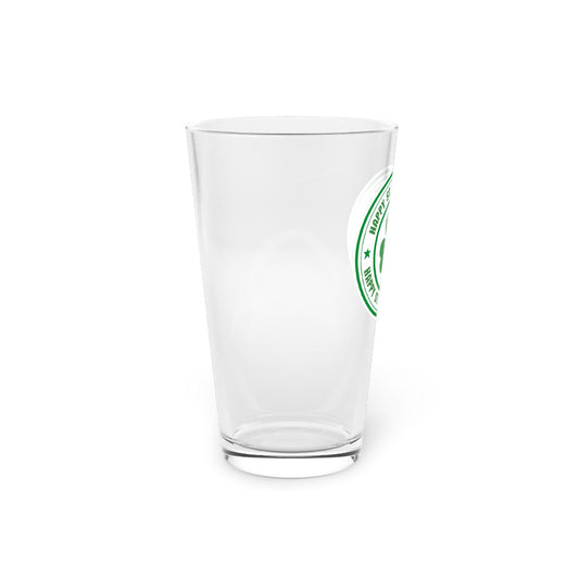 St Patrick’s Day pint glass hand-drawn shamrock clover holiday 16oz beer green