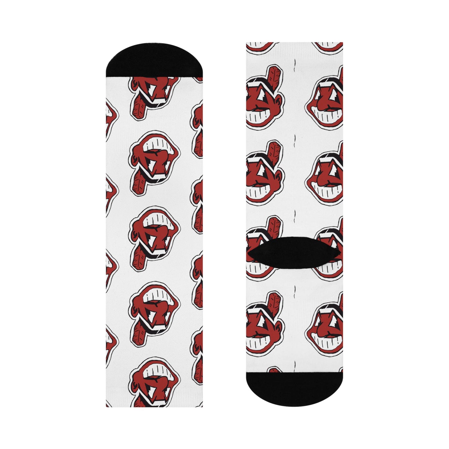 cleveland guardians vintage white hand drawn crew socks baseball fan gear