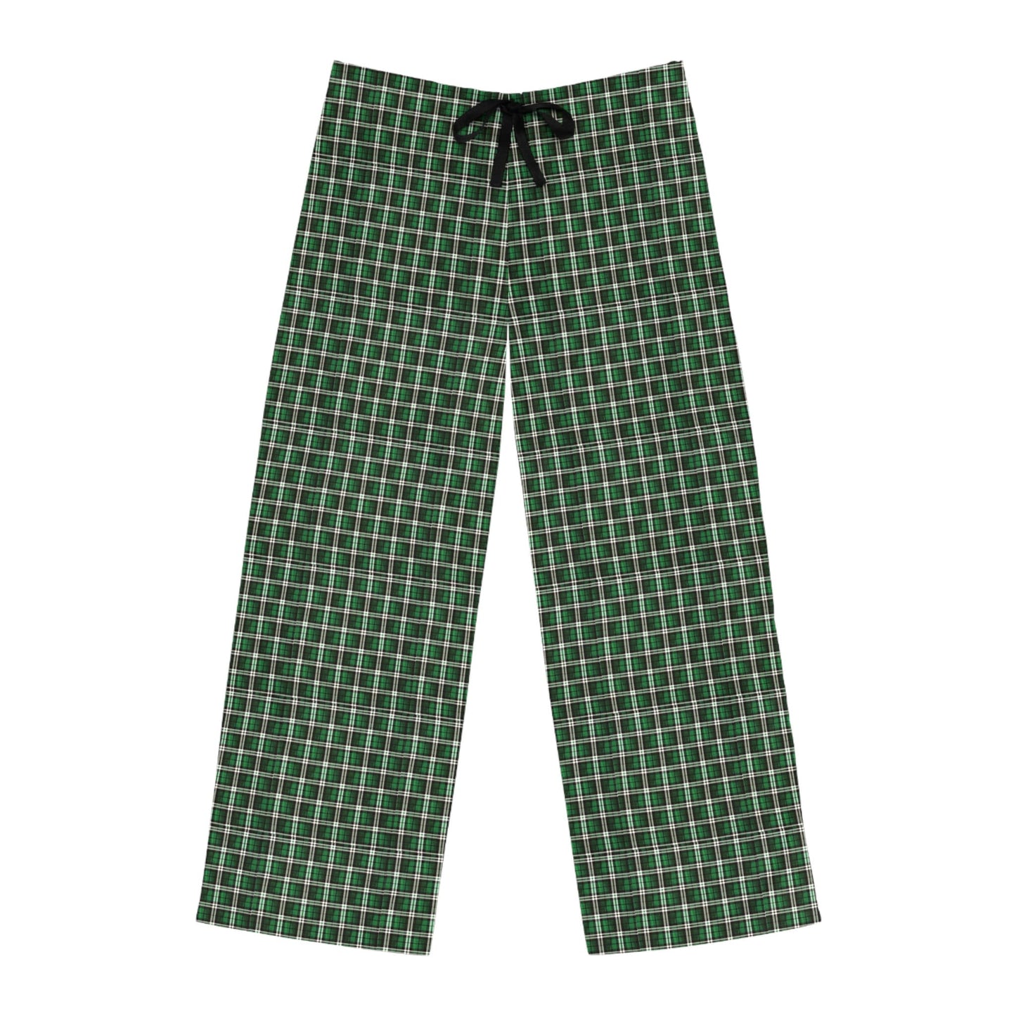 Men’s green plaid Christmas pajama pants hand-drawn holiday design