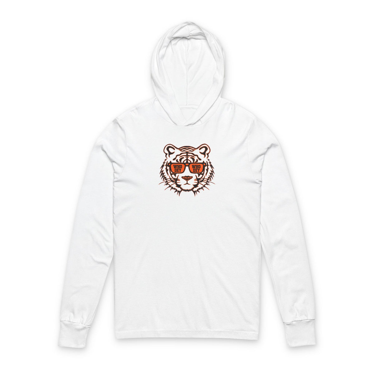 Cincinnati Bengals Inspired Orange & Black Hooded Long Sleeve Tee