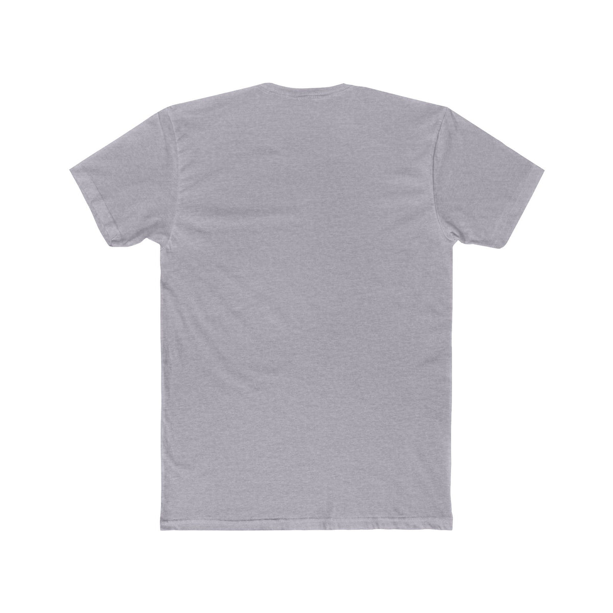 A light gray heather short-sleeve t-shirt shown from the back, laid flat against a solid white background.