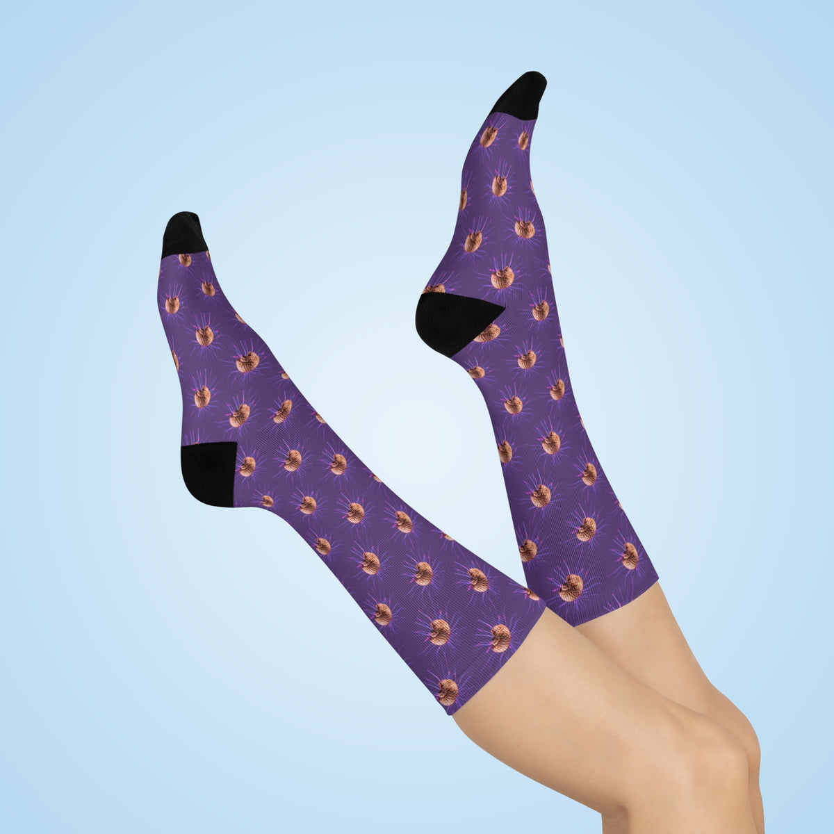 Colorful brain-pattern crew socks for neurologists and neuroscience lovers