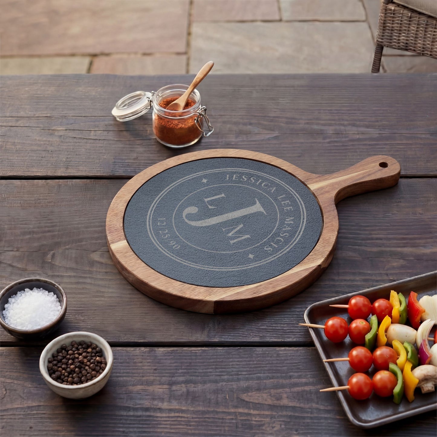 Personalized Charcuterie Board Gift | Engraved Cheese Board with Serving Tools | Custom Family Name Board