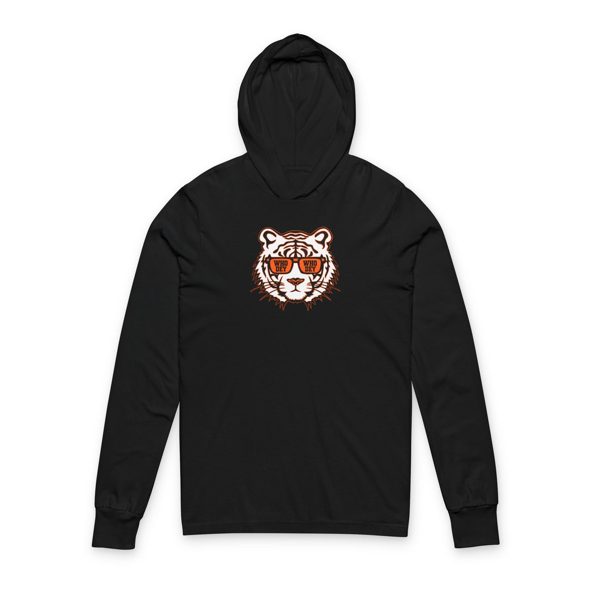 Cincinnati Bengals Inspired Orange & Black Hooded Long Sleeve Tee