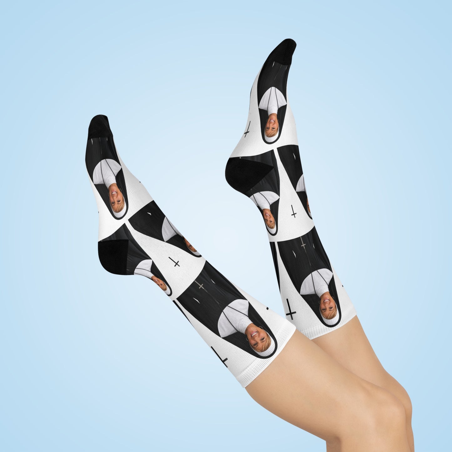 Custom Nun Photo Socks | Personalized Funny Memorial Gift | Convent Promise Socks | Custom Face Socks for Men & Women