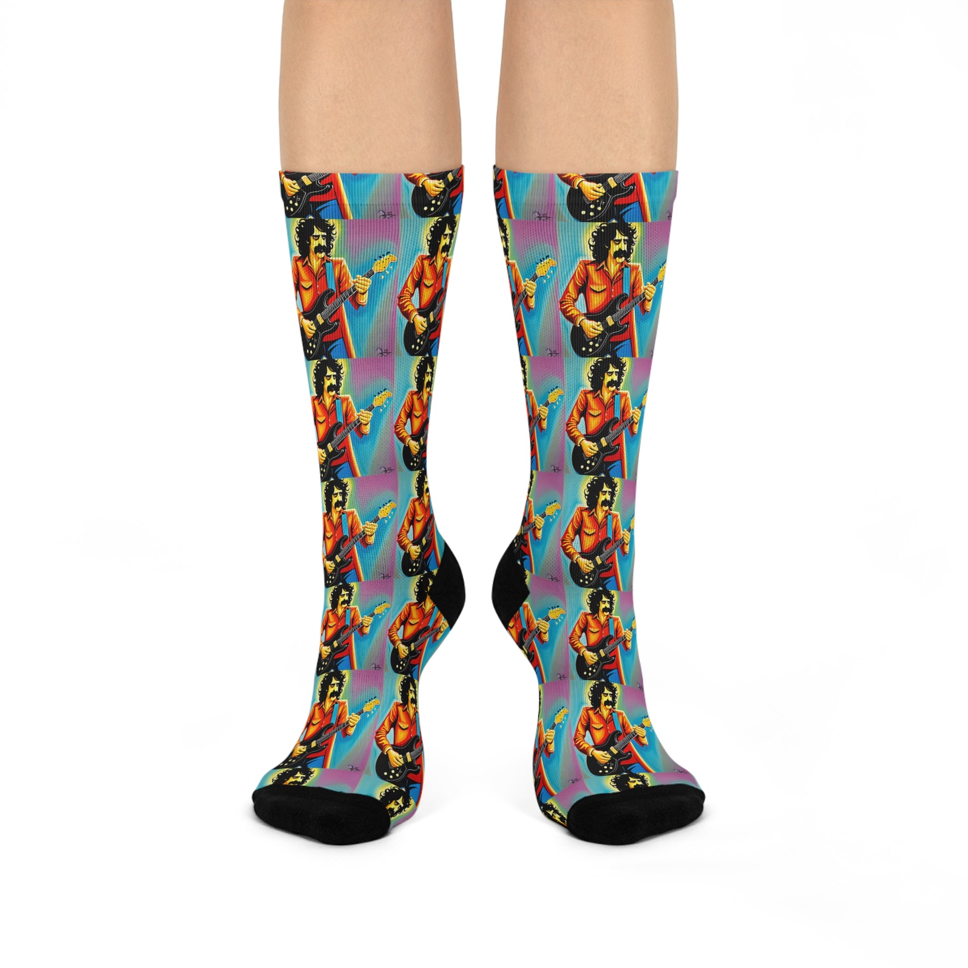     Frank Zappa colorful crew socks with all-over music-inspired artwork