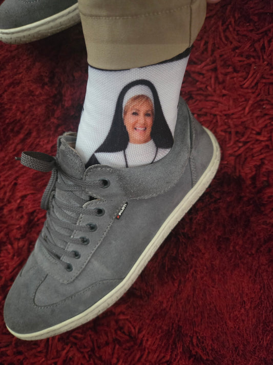 Custom Nun Photo Socks | Personalized Funny Memorial Gift | Convent Promise Socks | Custom Face Socks for Men & Women
