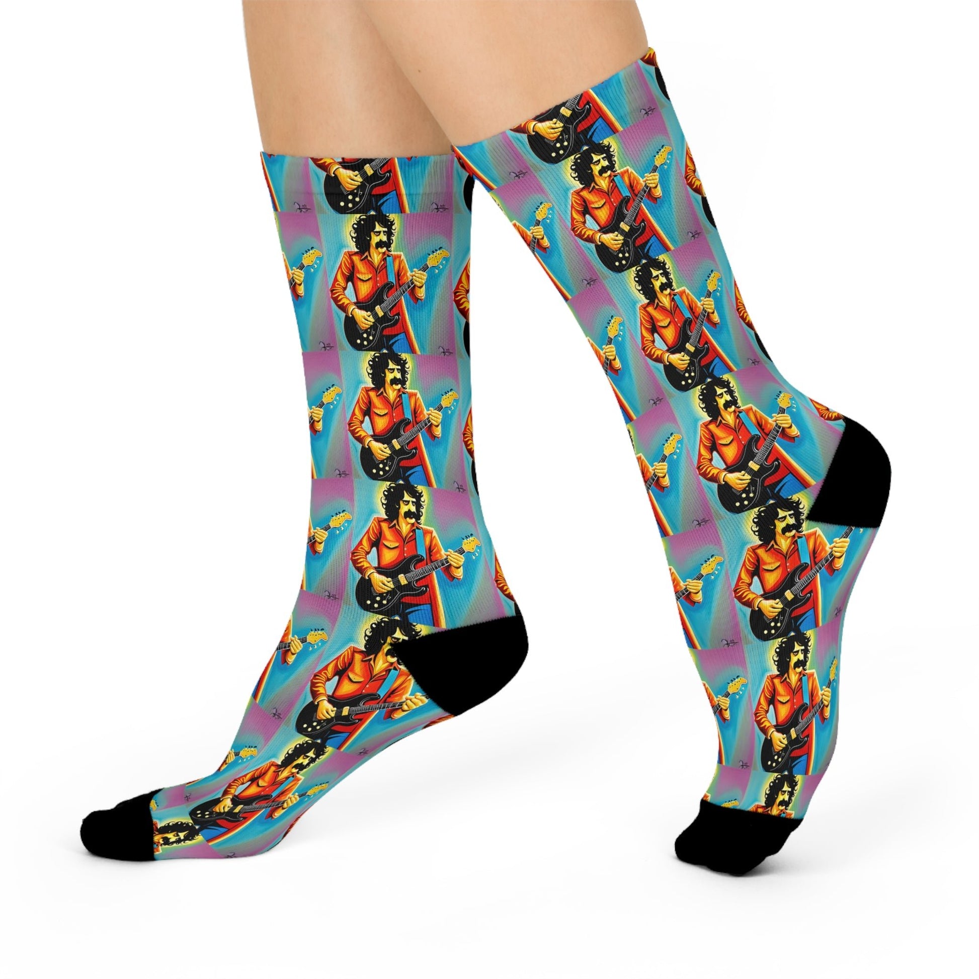     Frank Zappa colorful crew socks with all-over music-inspired artwork