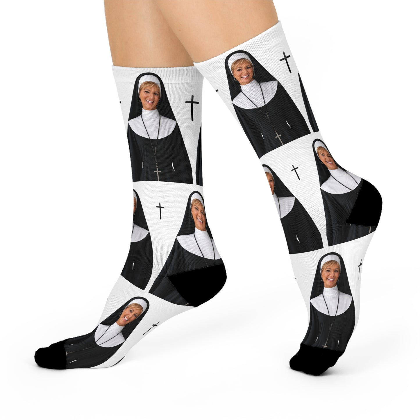 Custom Nun Photo Socks | Personalized Funny Memorial Gift | Convent Promise Socks | Custom Face Socks for Men & Women
