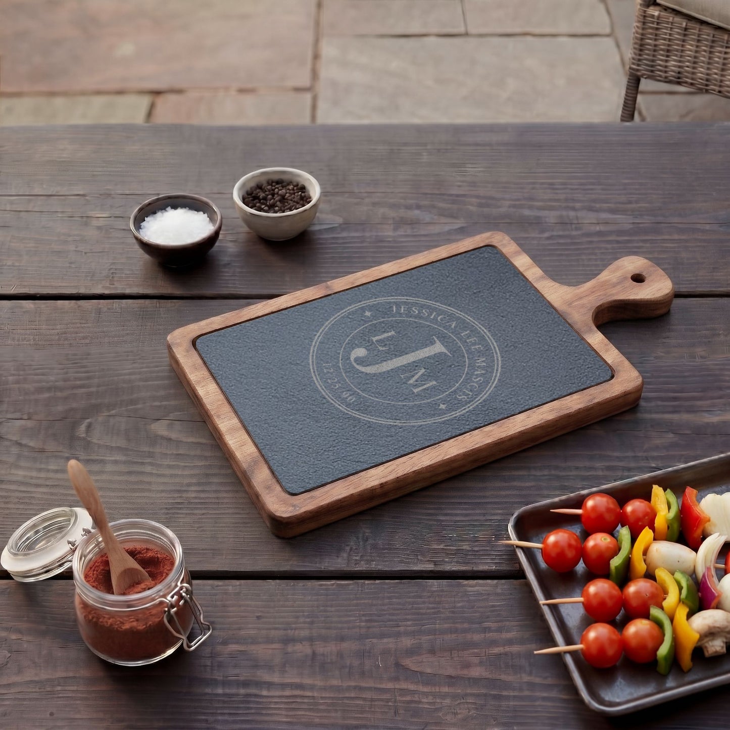 Personalized Charcuterie Board Gift | Engraved Cheese Board with Serving Tools | Custom Family Name Board