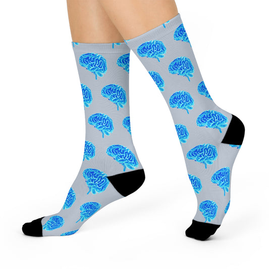 Blue Brain Crew Socks, Neuroscience Socks, Neurologist Gift, Brain Pattern Socks, Medical Socks, Psychology Gift