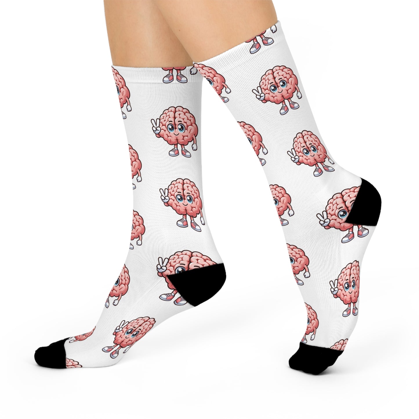 White, Funny Big Brain Socks, Neurologist Gift, Neuroscience Socks, Doctor Socks, Medical Student Gift, Brain Lover Crew Socks
