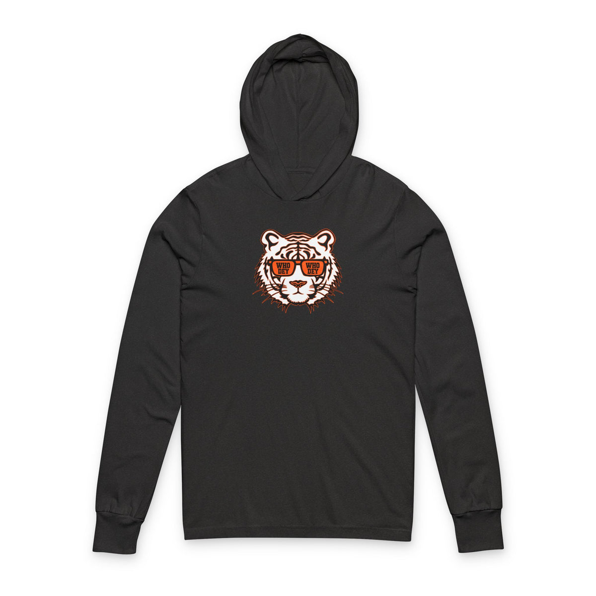 Cincinnati Bengals Inspired Orange & Black Hooded Long Sleeve Tee