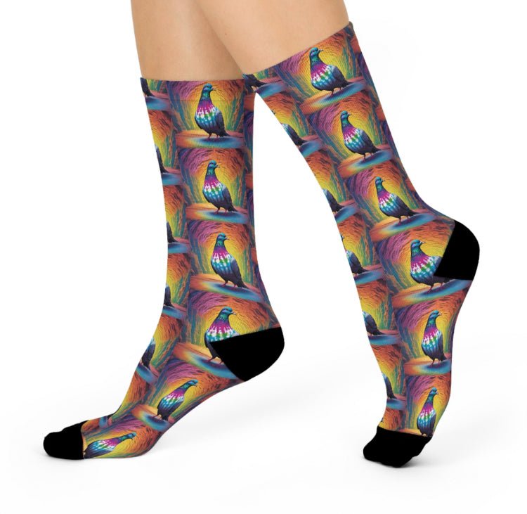 Caverns Pigeon - Vibrant and Colorful Cushioned Crew Socks