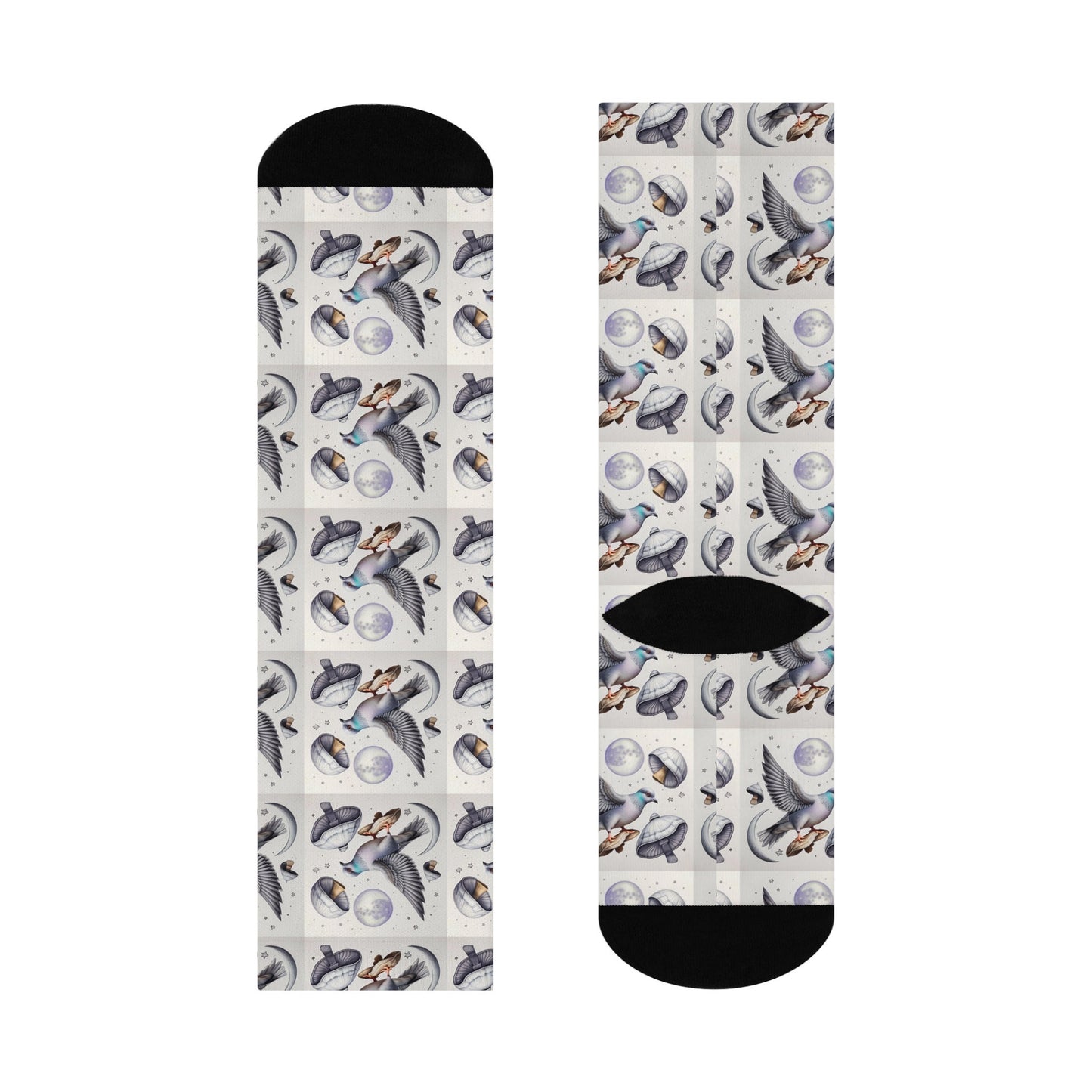 Pigeons Playing Ping Pong Crew Socks - Cushioned & Comfy