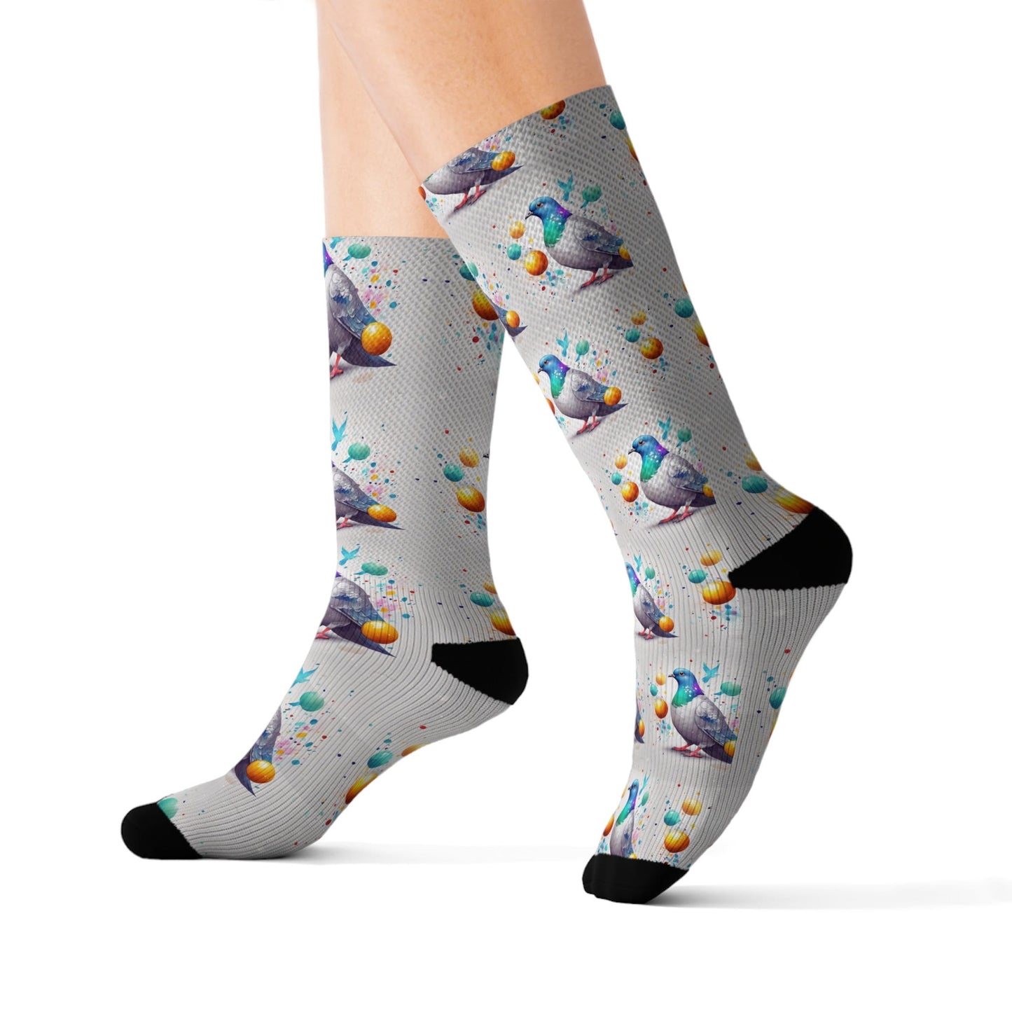 Colorful Pigeons and Ping Pong Balls Socks - Funky & Fun Style