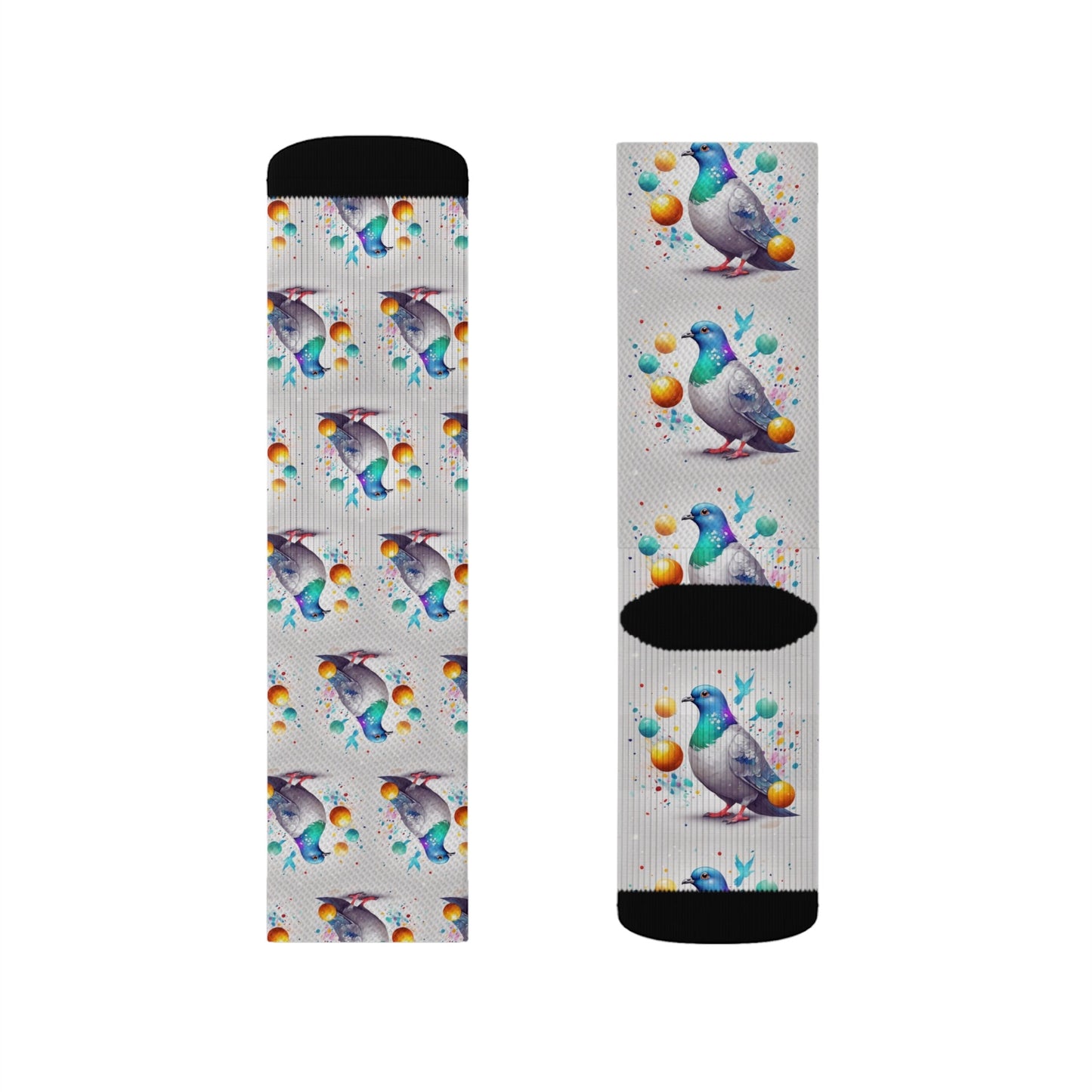 Colorful Pigeons and Ping Pong Balls Socks - Funky & Fun Style