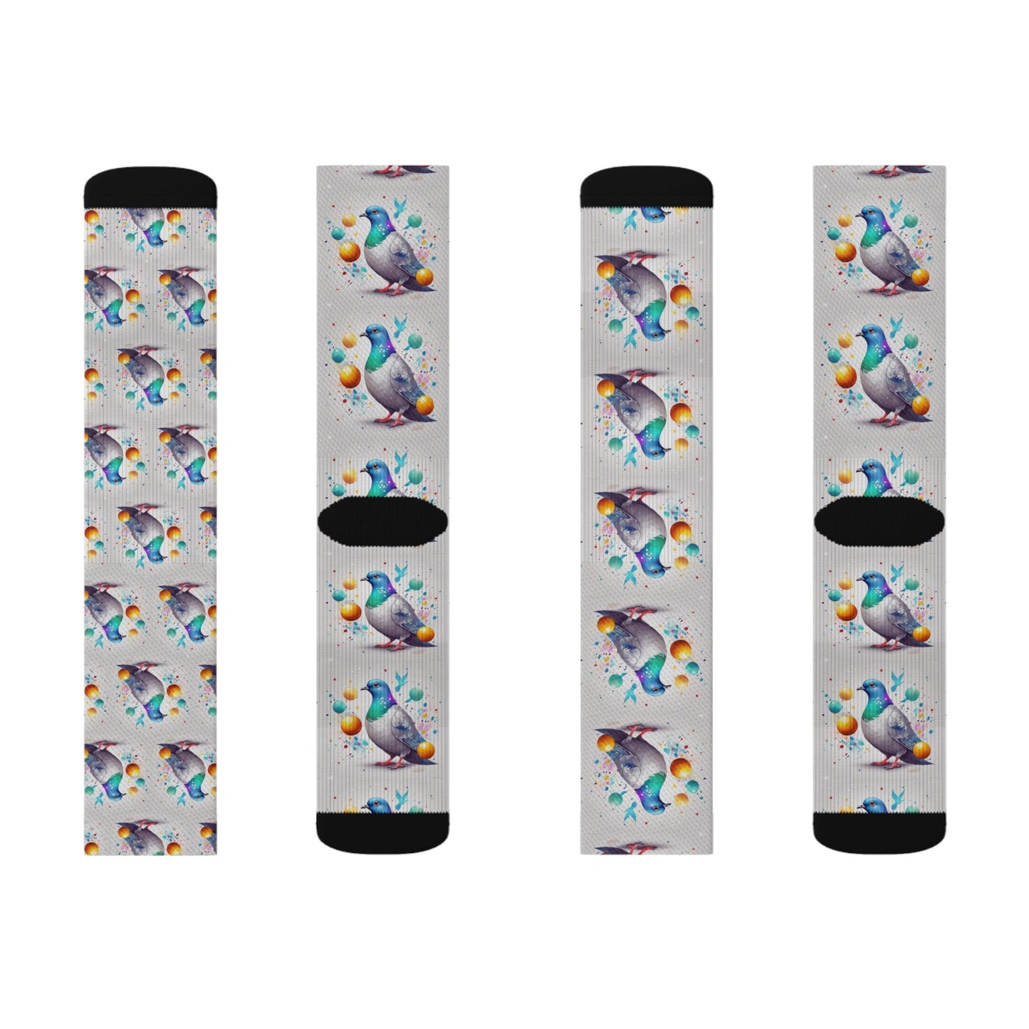 Colorful Pigeons and Ping Pong Balls Socks - Funky & Fun Style