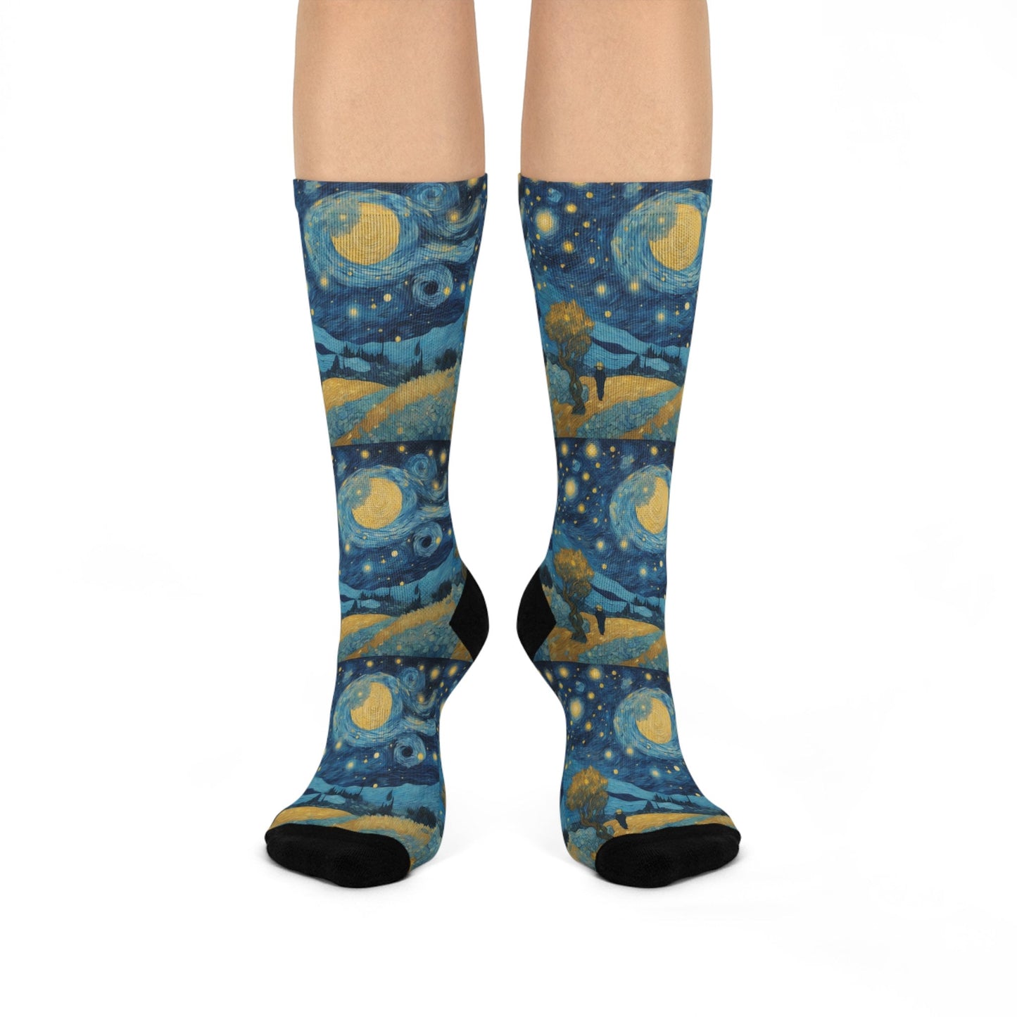 Colorful Creatures & Constellations Crew Socks, Inspired by the Magic Beans and Van Gogh