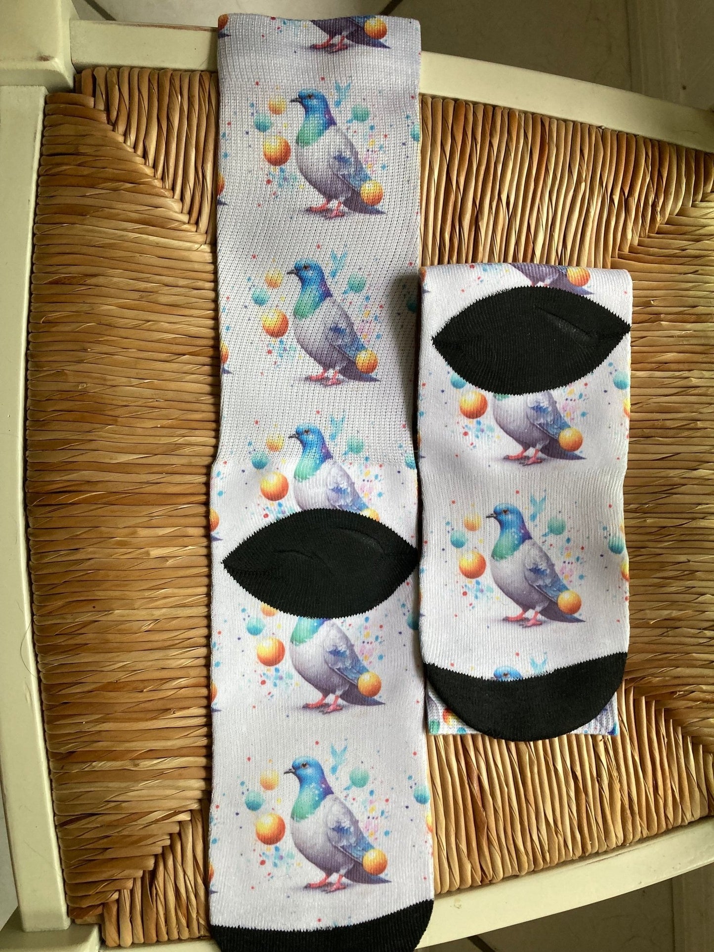 Colorful Pigeons and Ping Pong Balls Socks - Funky & Fun Style