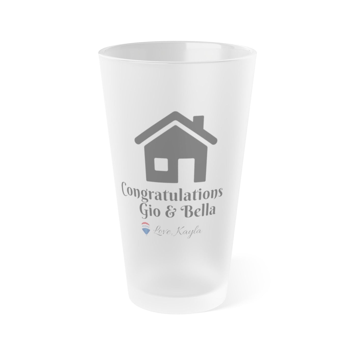 Realtor Closing Gift - Customized Frosted Pint Glass, 16oz