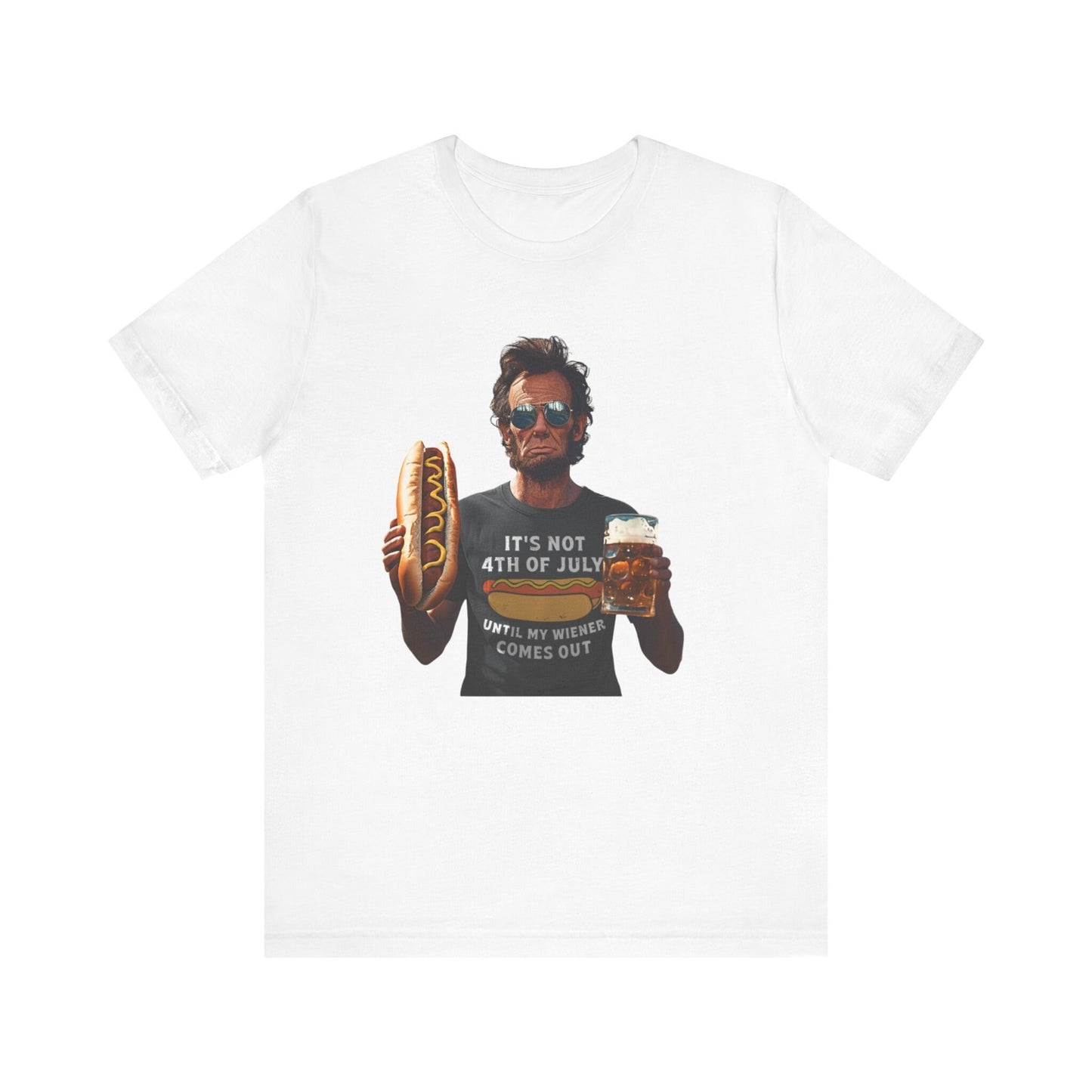 Abe Lincoln 4th of July Hot Dog Short Sleeve Tee