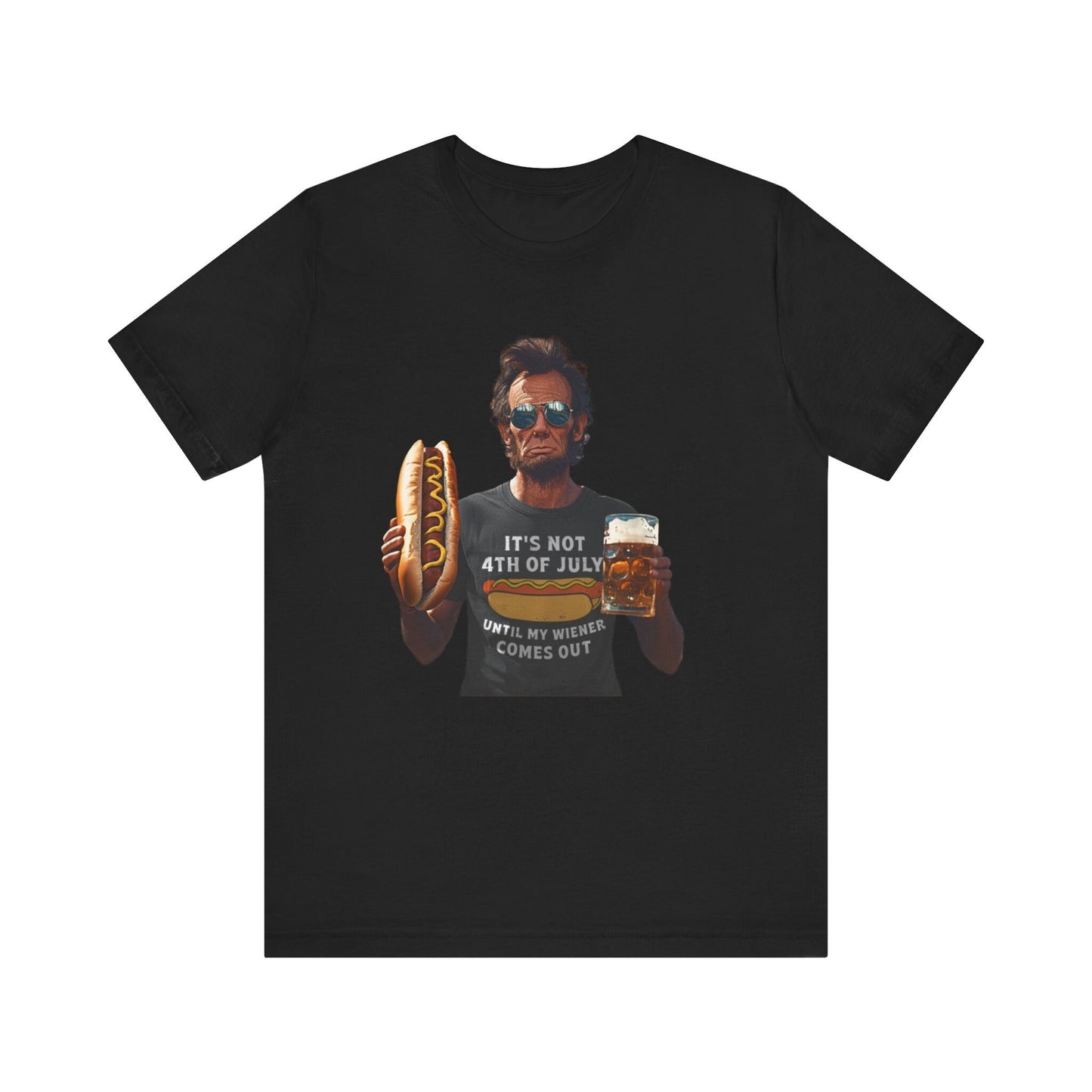 Abe Lincoln 4th of July Hot Dog Short Sleeve Tee