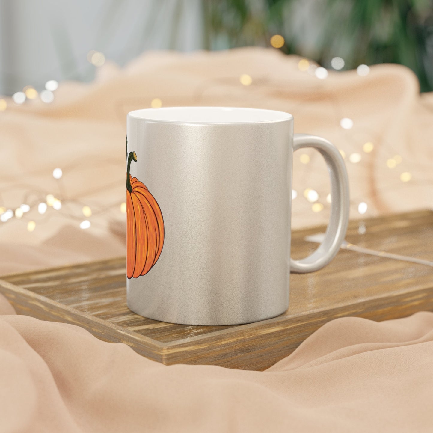 Fall Pumpkin Metallic Silver Mug