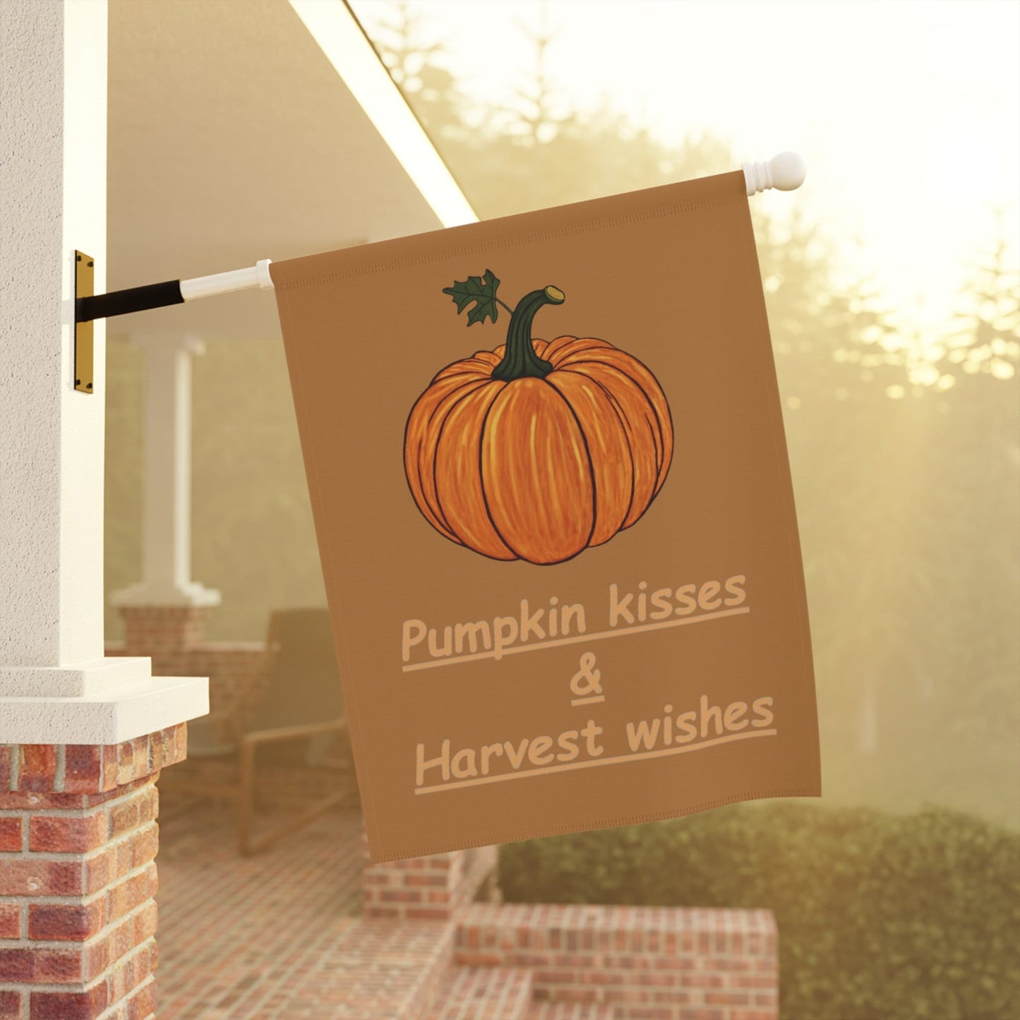 Pumpkin Kisses and Harvest Wishes Fall Garden & House Banner