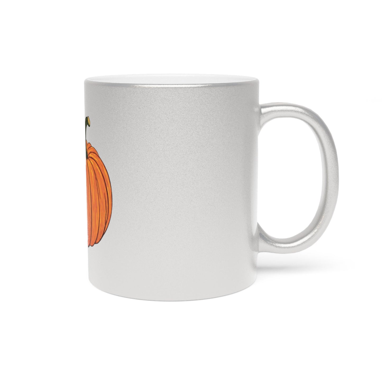 Fall Pumpkin Metallic Silver Mug