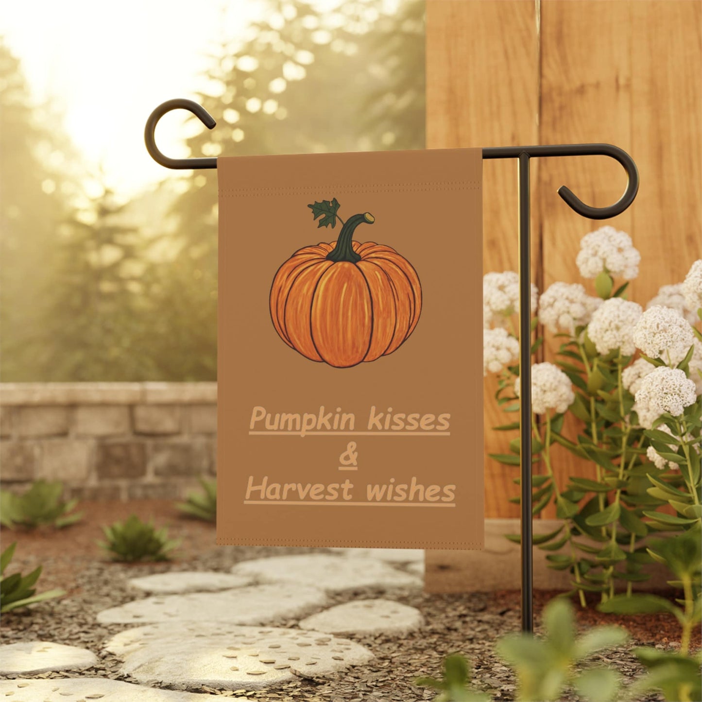 Pumpkin Kisses and Harvest Wishes Fall Garden & House Banner