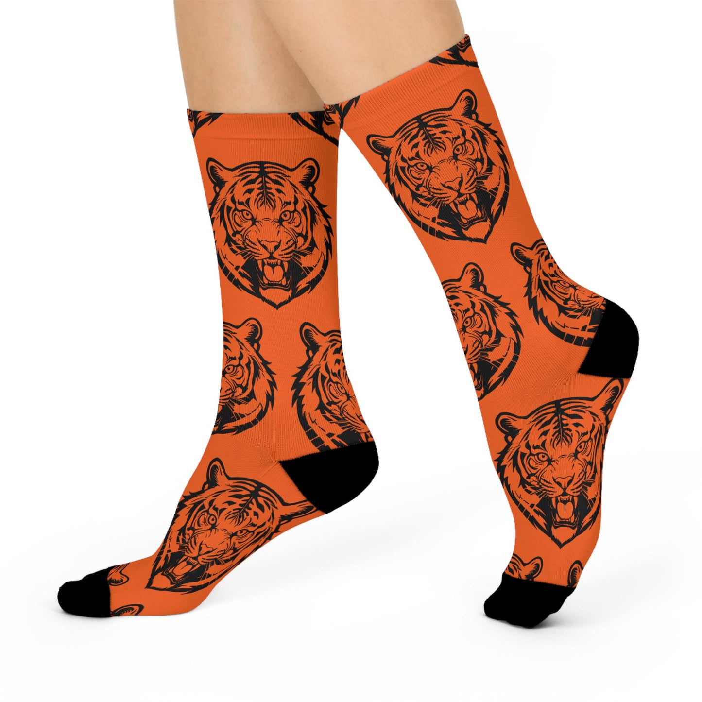 Cincinnati Bengals-Inspired Socks - Hand-Drawn Bengal Tiger Face Design, Orange & Black Football Fan Gift